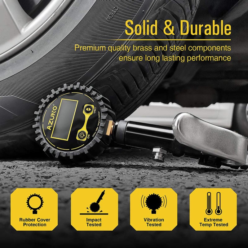 AZUNO Digital Bicycle Tire Inflator Gauge with Auto-Select Valve Type - Presta and Schrader Air Compressor Tool - Image 5